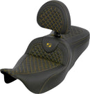 Dragon Scale Stitch RoadSofa Seat Black / Gold For Harley Davidson FLH 1868 ABS 2021 - 33 CM