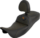 Dragon Scale Stitch RoadSofa Seat Black / Orange For Harley Davidson FLH 1868 ABS 2021 - 29.2 CM