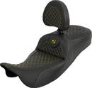 Dragon Scale Stitch RoadSofa Seat Black / Gold For Harley Davidson FLH 1868 ABS 2021 - 29.2 CM