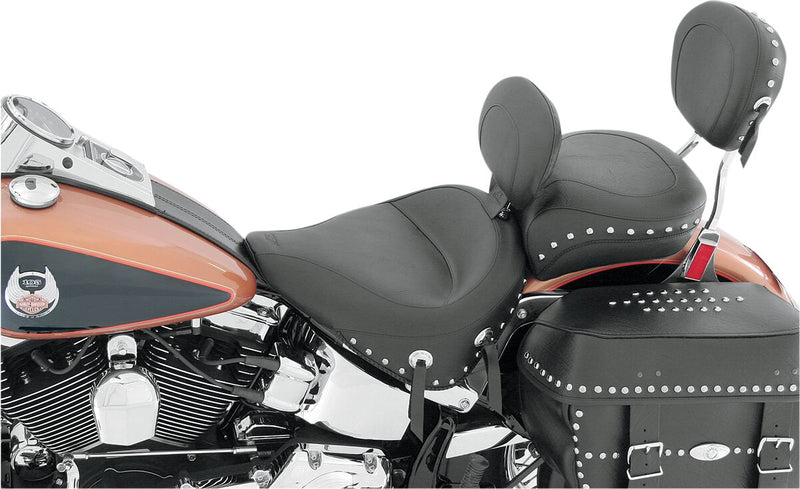 Wide Solo Seat With Removable Backrest Black For Harley Davidson FLST 1450 2006 - 18 CM