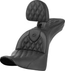 Roadsofa™ Lattice Stitch Seat With Backrest Black For Harley Davidson FLDE 1750 ABS