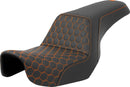 Honeycomb Step-Up Seat Black / Orange For Harley Davidson FLD 1690 - 33 CM