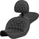 Roadsofa™ Standard Reach Seat Black With Backrest For Harley Davidson FXDWG 1340 - 34.5 CM