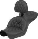 Roadsofa™ Lattice Stitch Seat With Backrest Black For Harley Davidson FXD 1450 - 30.5 CM