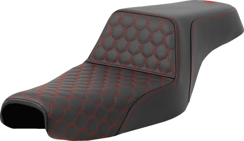 Honeycomb Step-Up Seat Black / Red For Harley Davidson RH 1250 S ABS - 12.5 Litre