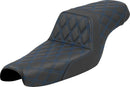Lattice Stitch Step-Up Seat Black / Blue For Harley Davidson XL 1200 C 2004-2020