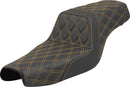Lattice Stitch Step-Up Seat Black / Gold For Harley Davidson XL 1200 C 2004-2020