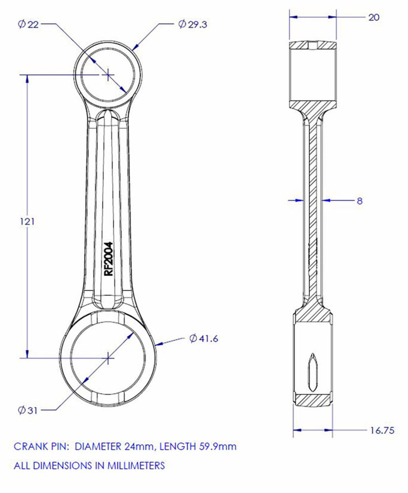 Connecting Rod Kit For Honda FL 250 1977-1984