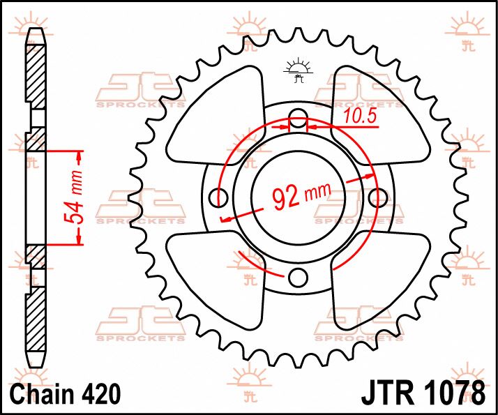 Rear Sprocket Steel Black For Yamaha TZR 50 1996-2006 - 47T