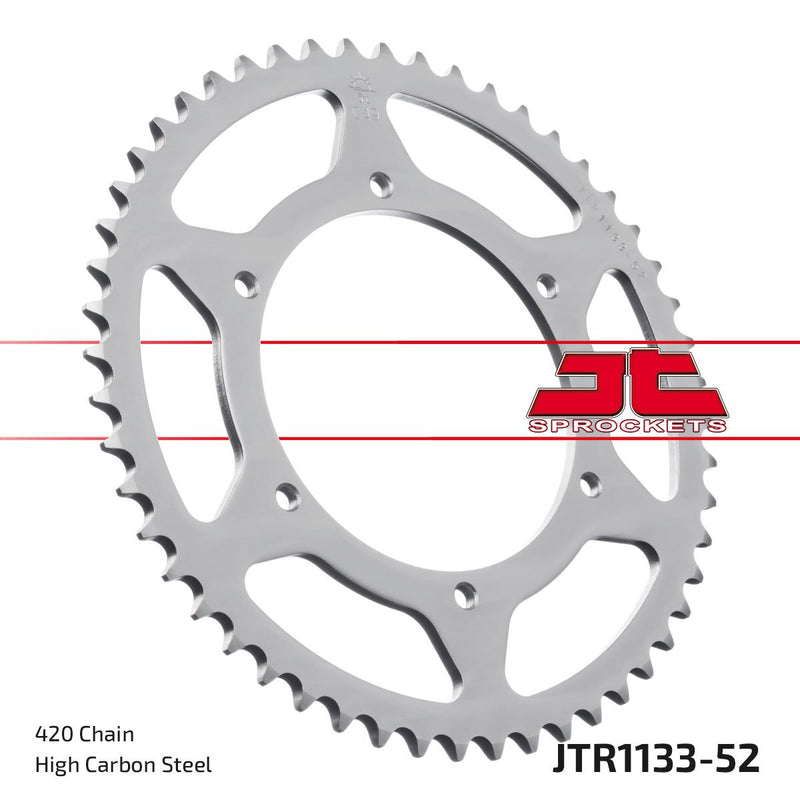 Rear Sprocket Steel Natural For Peugeot XR6 50 E 2003-2005 - 52T
