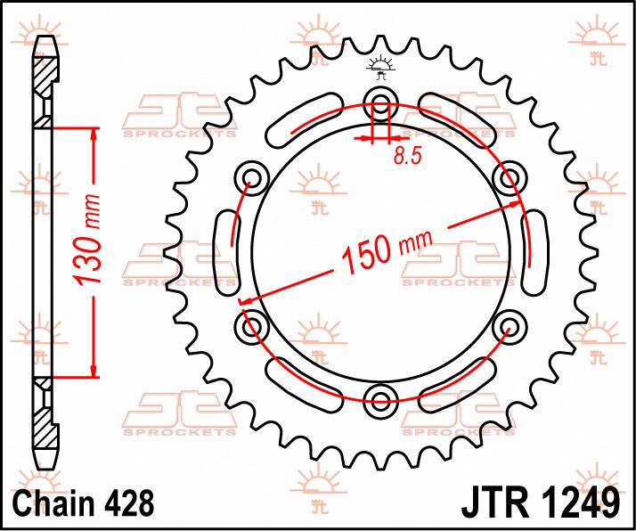 Rear Sprocket Steel Natural For Honda XLR 125 R 1998-2002 - 51T