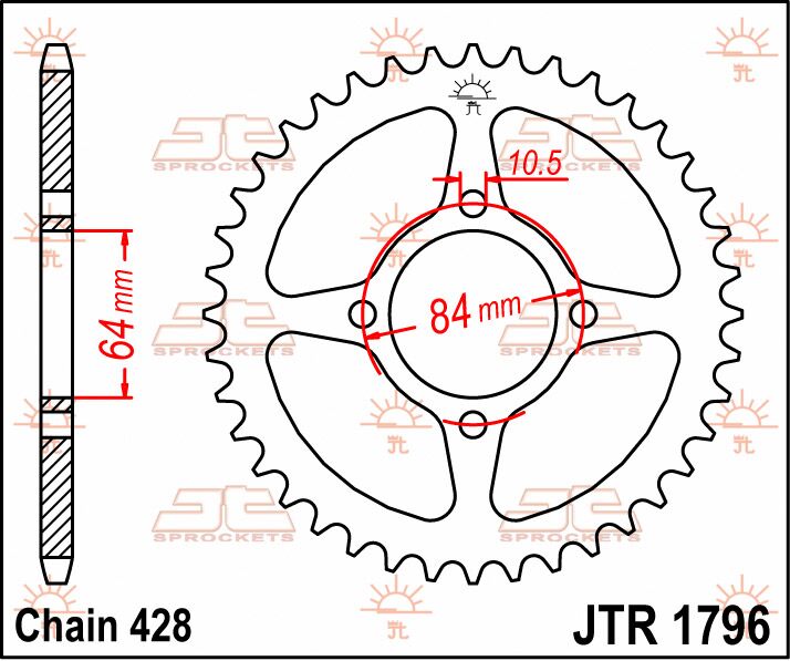 Rear Sprocket Steel Black For Suzuki RV 125 2003-2016 - 51T