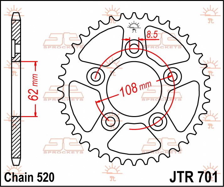 Rear Sprocket Steel Natural For Aprilia TUAREG 125 1989-1990 - 40T