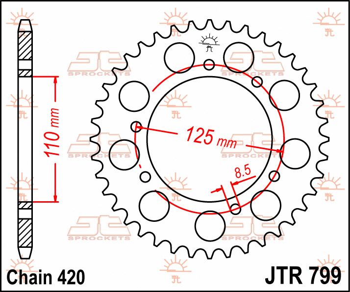 Rear Sprocket Steel Natural For Suzuki RMX 50 1997-1999 - 50T