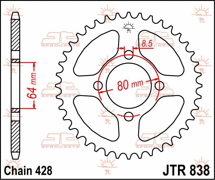 Rear Sprocket Steel Natural For Yamaha RD 125 1974-1976 - 45T