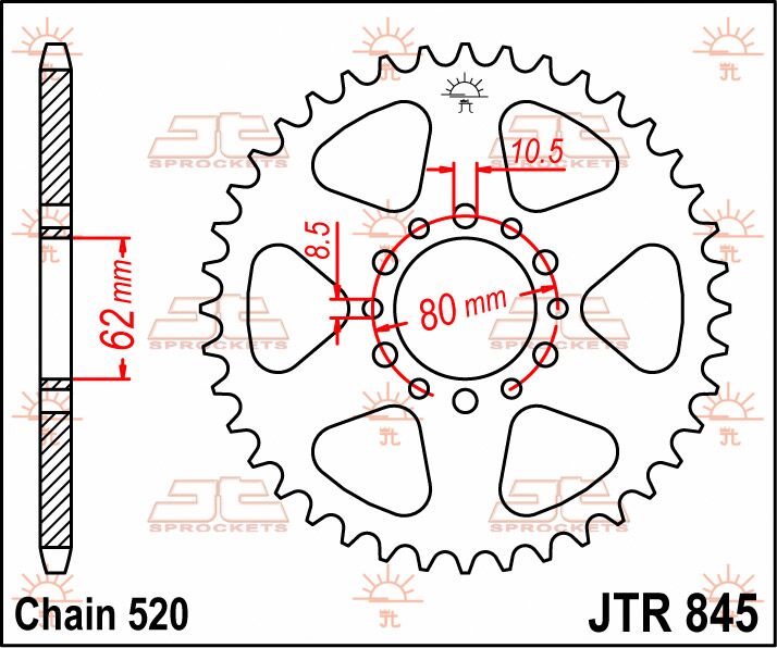 Rear Sprocket Steel Black For Yamaha YZ 100 1976-1981 - 40T