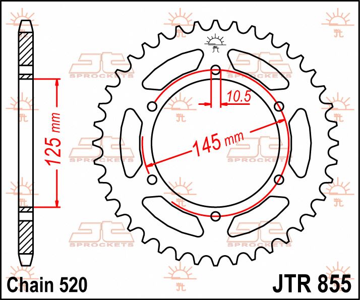 Rear Sprocket Steel Black For Yamaha DT 250 MX 1980-1982 - 45T