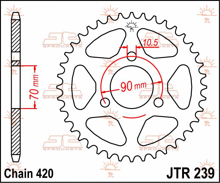 Rear Sprocket Steel Natural For Honda MB 50 S 1979-1983 - 36T