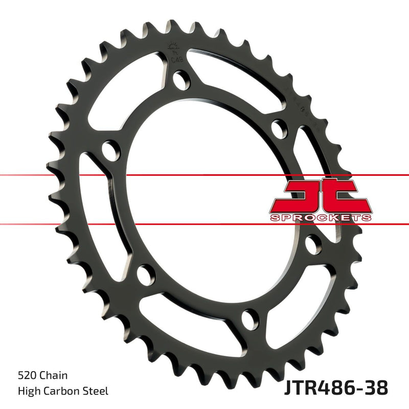 Rear Sprocket Steel Black For Kawasaki EX 250 R 1986-2012 - 38T