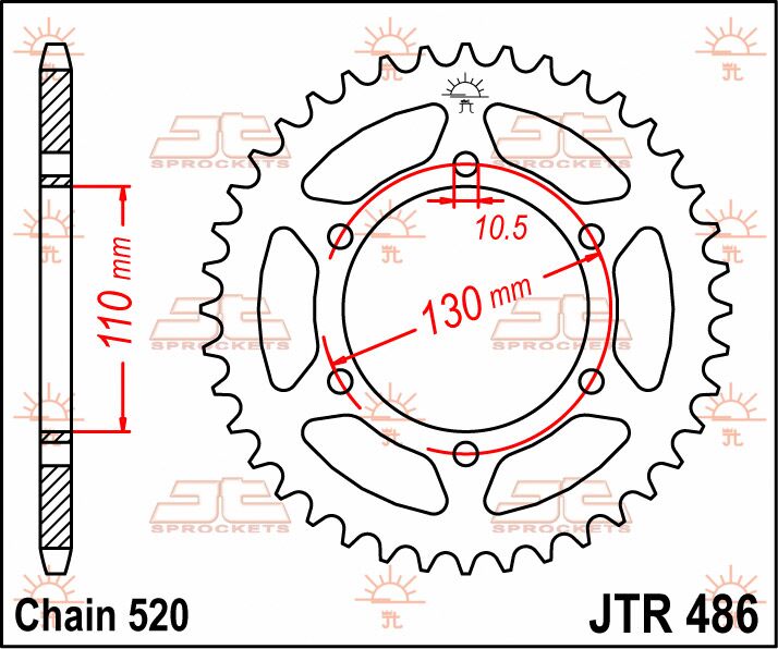 Rear Sprocket Steel Black For Kawasaki EX 250 R 1986-2012 - 38T