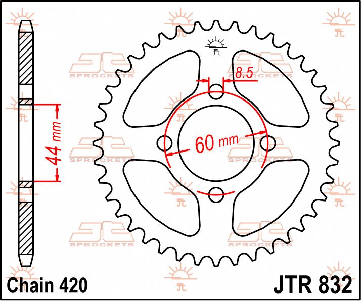 Rear Sprocket Steel Black For Yamaha FS1 50 1969-1979 - 38T