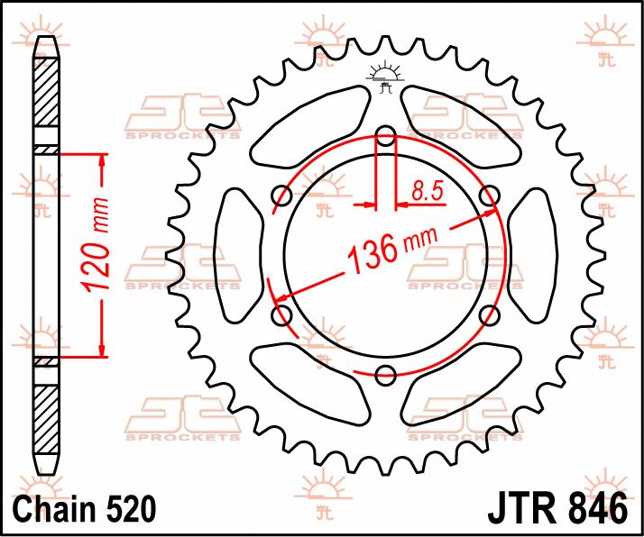 Rear Sprocket Steel Black For Yamaha SR 400 1978-1989 - 39T
