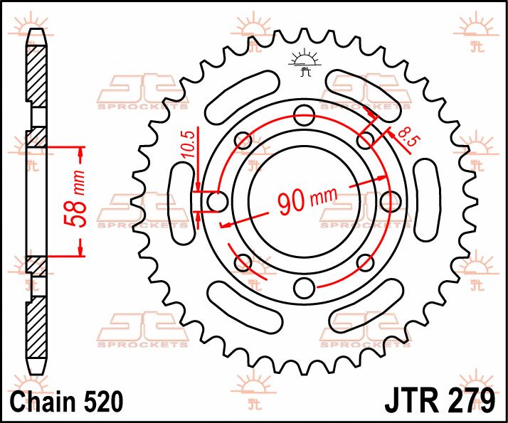 Rear Sprocket Steel Black For Honda SL 125 S 1972-1976 - 40T