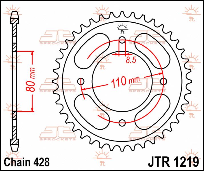 Rear Sprocket Steel Natural For Honda CBF 125 2009-2015 - 42T