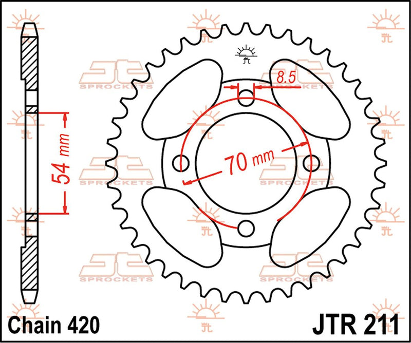 Rear Sprocket Steel Natural For Honda C 90 M 1985-2003 - 42T