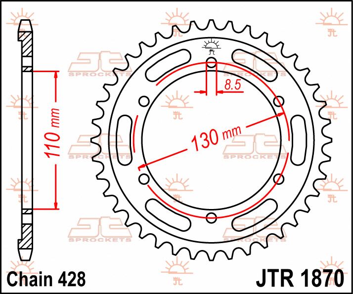 Rear Sprocket Steel Natural For Yamaha TZR 125 1987-1997 - 44T