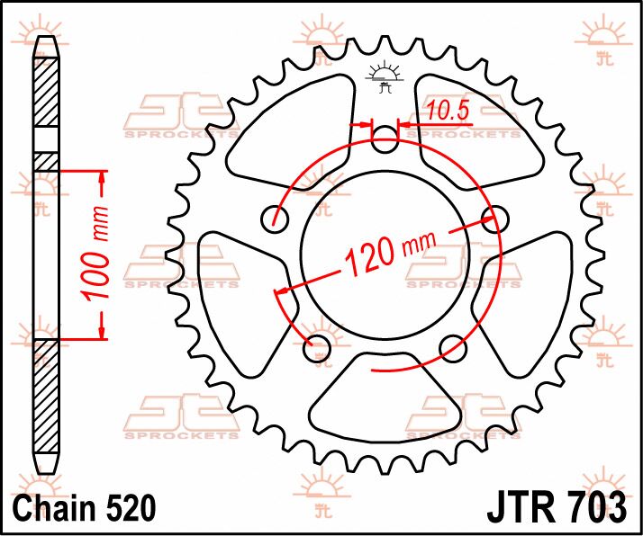 Rear Sprocket Steel Natural For Aprilia RSV 1000 1998-2003 - 44T