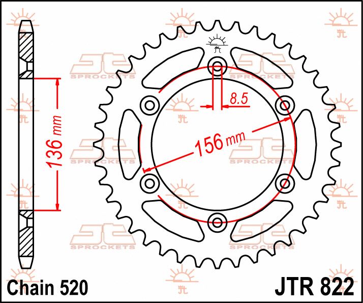 Rear Sprocket Steel Natural For Suzuki PE 250 1977-1980 - 44T