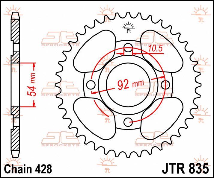 Rear Sprocket Steel Natural For Yamaha SR 185 1981 - 45T