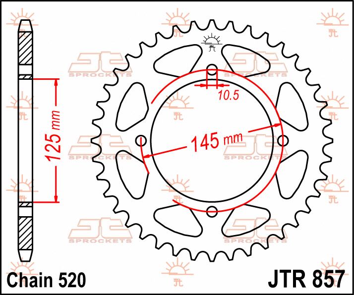 Rear Sprocket Steel Black For Yamaha XT 550 1982-1983 - 46T