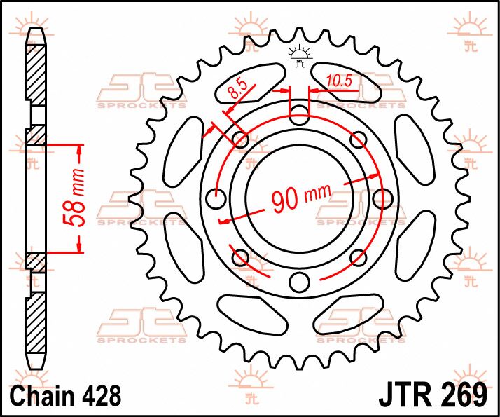 Rear Sprocket Steel Black For Honda CL 175 K 1968-1973 - 47T