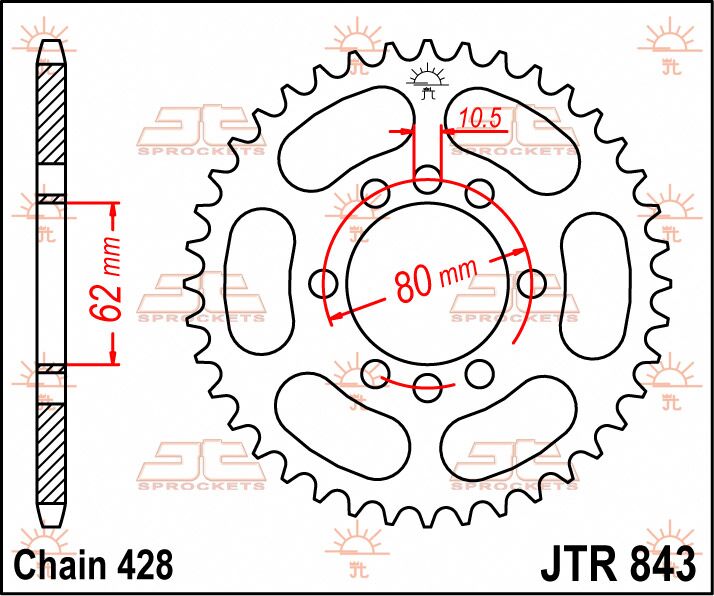 Rear Sprocket Steel Natural For Yamaha DT 125 MX 1977-1982 - 50T