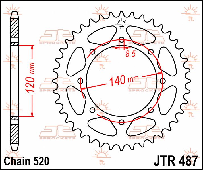 Rear Sprocket Steel Black For Kawasaki KLR 500 1987-1988 - 38T