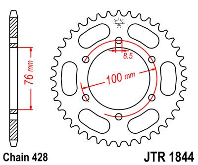 Rear Sprocket Steel Black For Yamaha YZF-R 125 2008-2016 - 44T