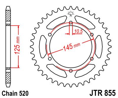 Rear Sprocket Induction Hardened Black Zinc Finish Black / Zinc For Yamaha DT 250 MX 1980-1982 - 45T