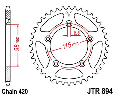 Rear Sprocket Induction Hardened Black Zinc Finish Black / Zinc For KTM SX 60 1998-2000 - 48T