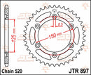 Rear Sprocket Steel Black For KTM EXC 600 LC4 1988-1993 - 53T