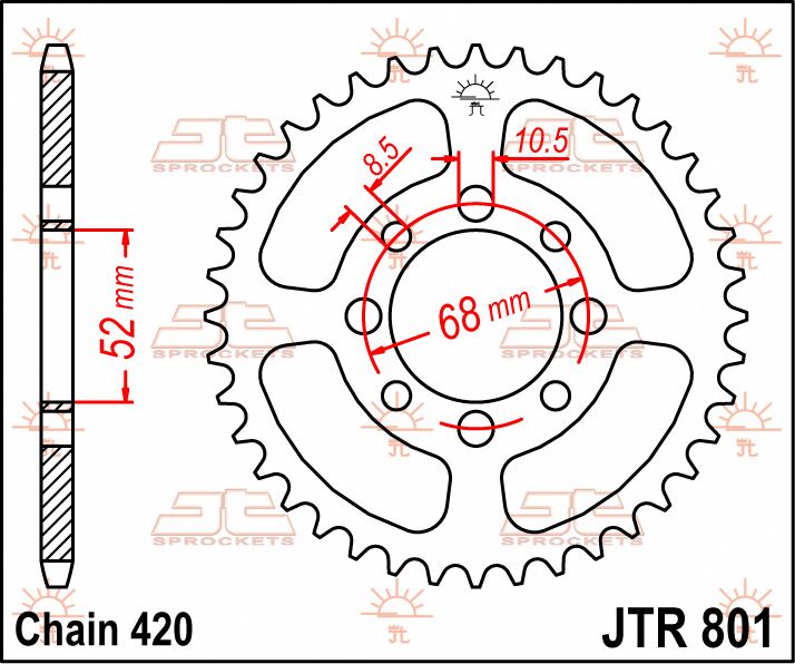 Rear Sprocket Steel Natural For Suzuki AP 50 1967-1977 - 45T
