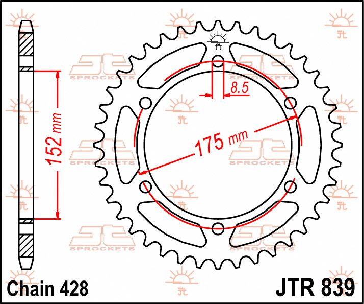 Rear Sprocket Steel Natural For Yamaha DT 125 R 1988-2002 - 52T