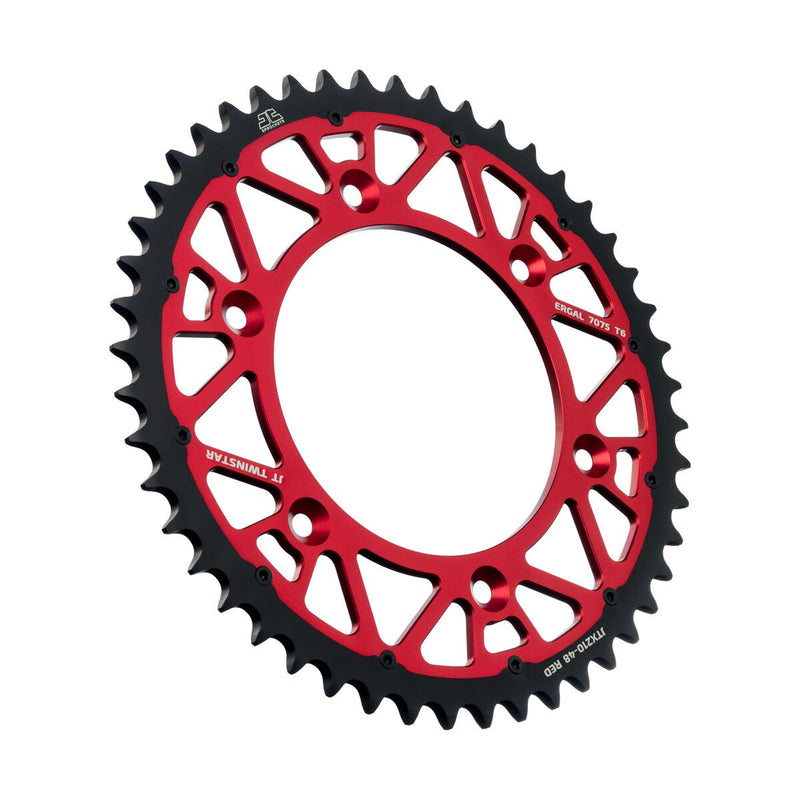 Twinstar Steel/Aluminum Hybrid Sprocket Black / Red For Honda CR 125 R 1982-2007 - 48T