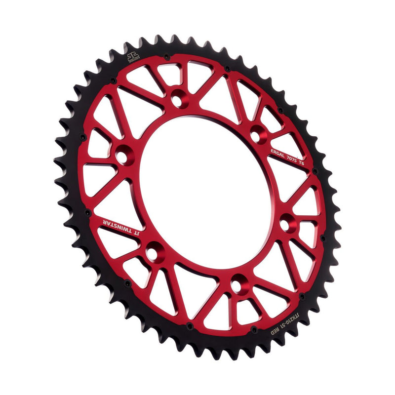 Twinstar Steel/Aluminum Hybrid Sprocket Black / Red For Honda CR 125 R 1982-2007 - 51T