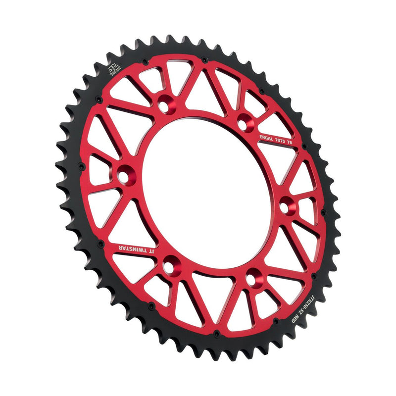 Twinstar Steel/Aluminum Hybrid Sprocket Black / Red For Honda CR 125 R 1982-2007 - 52T