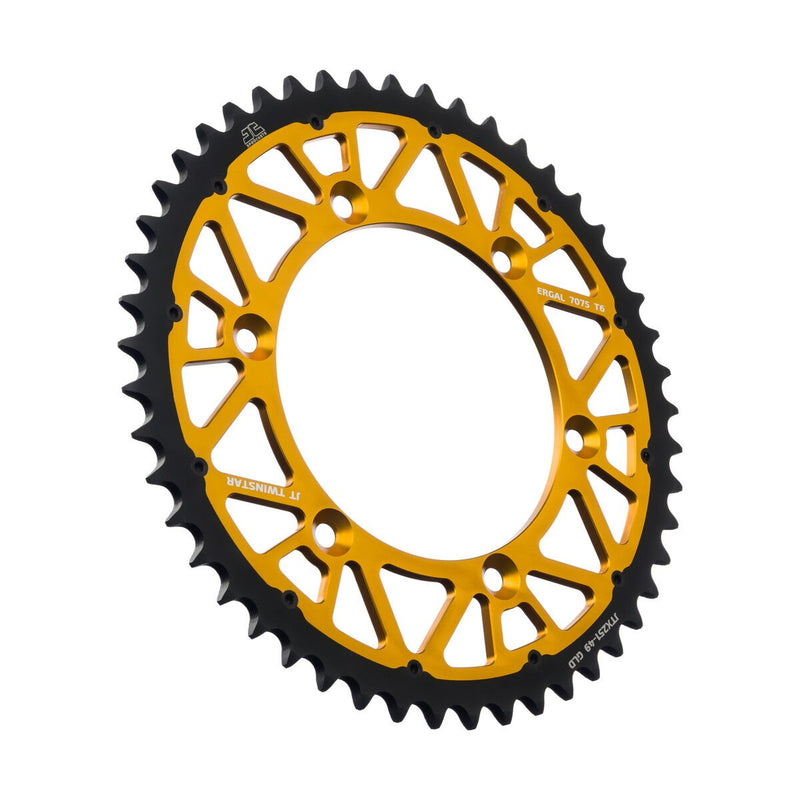Twinstar Steel/Aluminum Hybrid Sprocket Black / Gold For Honda XR 500 1979-1980 - 49T