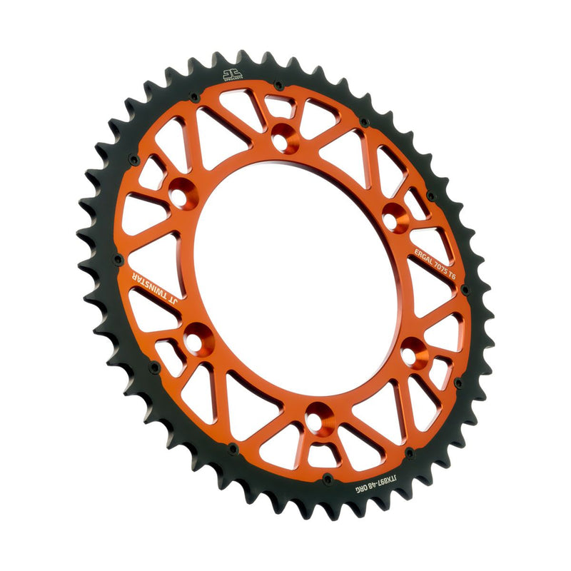 Twinstar Steel/Aluminum Hybrid Sprocket Black / Orange For KTM EXC 600 LC4 1988-1993 - 48T