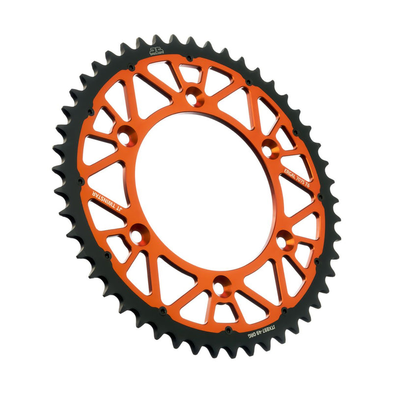 Twinstar Steel/Aluminum Hybrid Sprocket Black / Orange For KTM EXC 600 LC4 1988-1993 - 49T