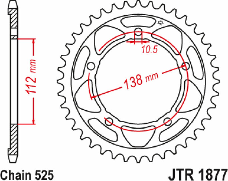 Rear Sprocket Black For Yamaha YZF-R1 1000 ABS 2015-2024 - 45T
